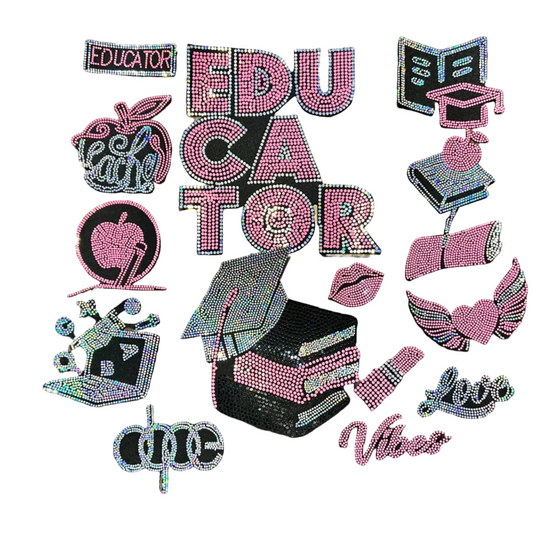 Educator, 15 Count - Iron-on Spangle Bling Patch