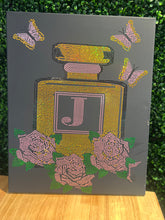 Load image into Gallery viewer, MISS ROSE   2 PERFUME BOTTLE CANVAS 16 X 20 BLING TRANSFERS
