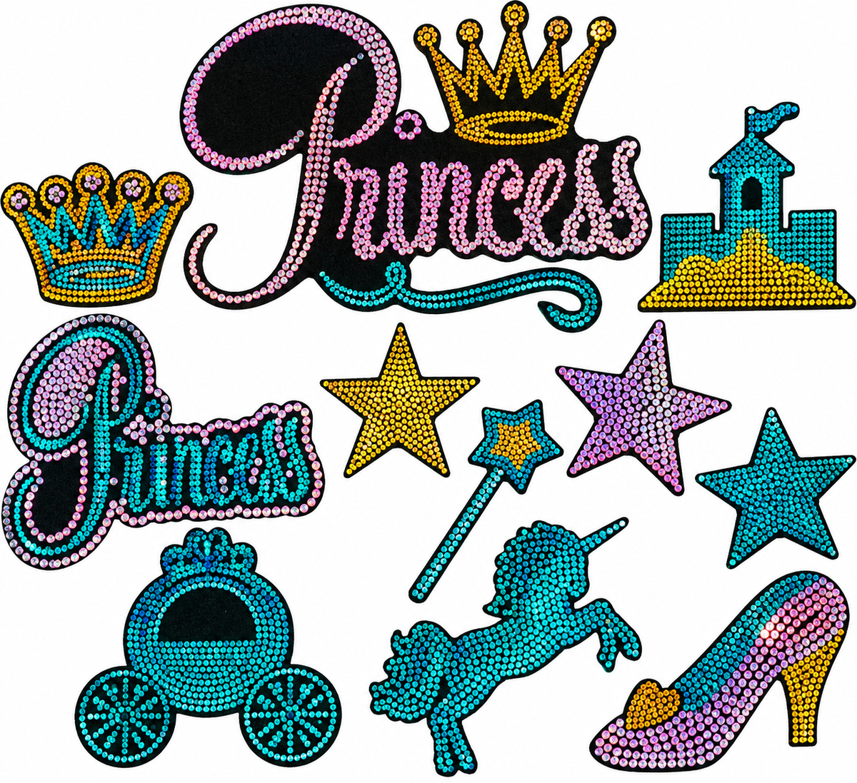 Princess, 12 Count - Iron-Spangle Bling Patch