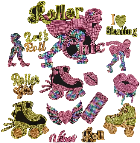 Roller Chic, 15 Count - Iron-on Spangle Bling Patch