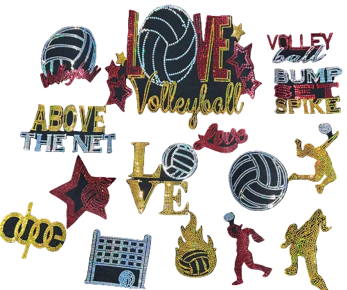 Volleyball, 15 Count - Iron-on Spangle Bling Patch