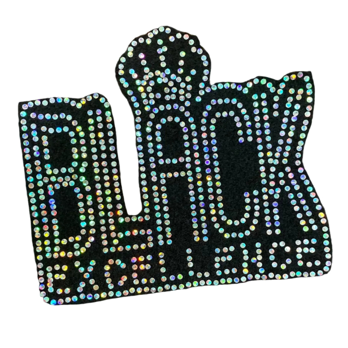 Black Excellence - Iron-on Spangle Bling Patch