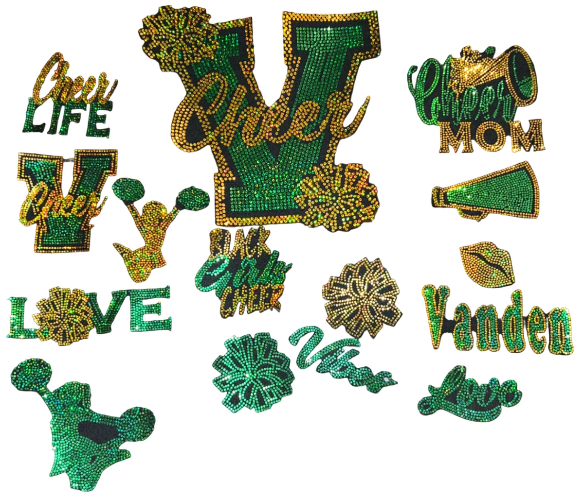 Cheer, 15 Count - Iron-on Spangle Bling Patch