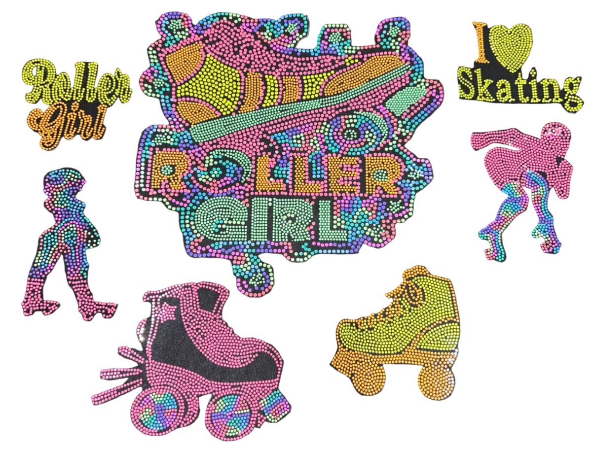 Roller Girl, 7 Count - Iron-on Spangle Bling Patch