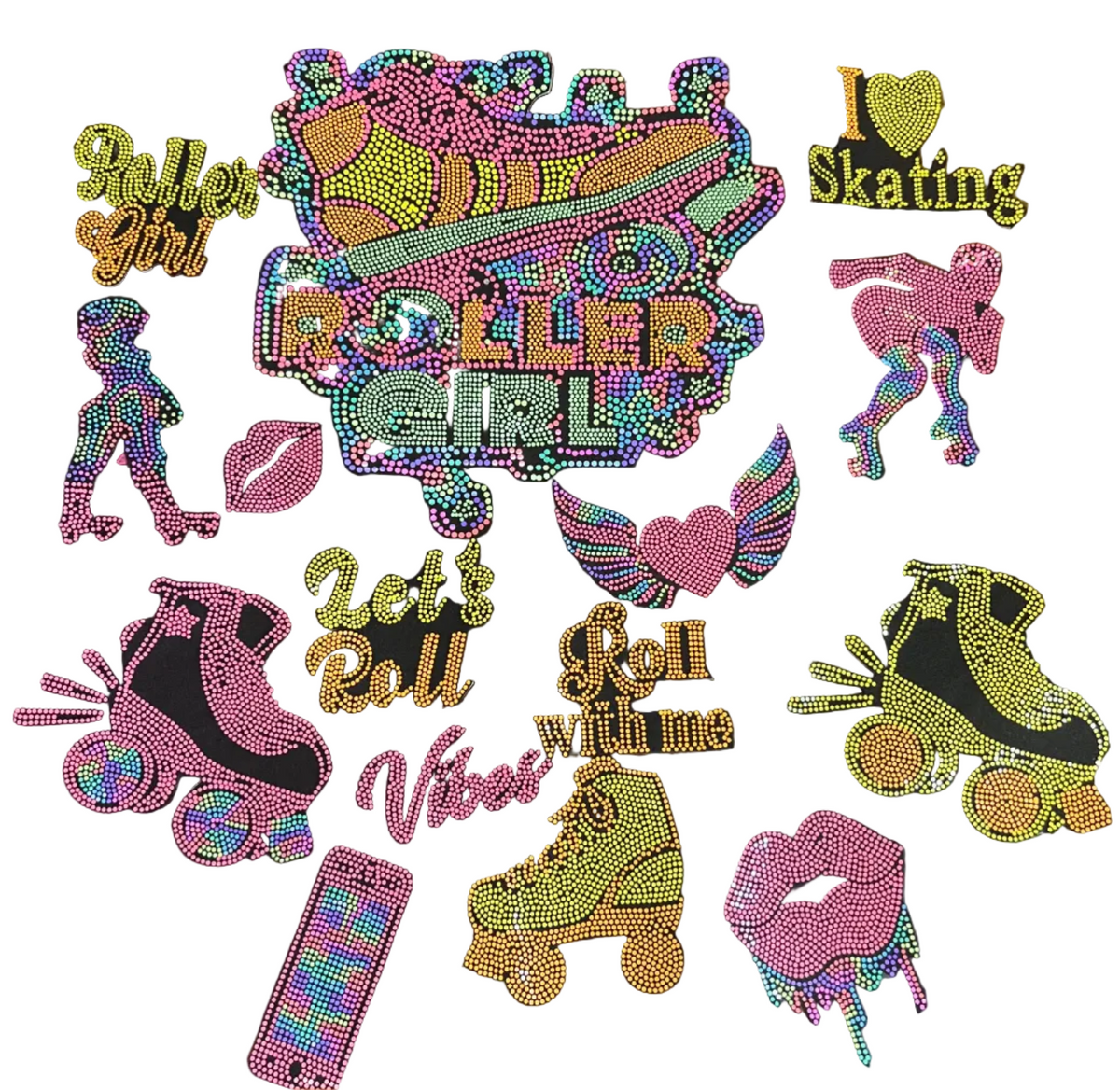 Roller Girl, 15 Count - Iron-on Spangle Bling Patch