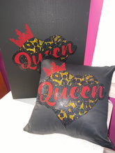 Load image into Gallery viewer, QUEEN LEOPARD HEART CANVAS 11 X 11 BLING TRANSFERS