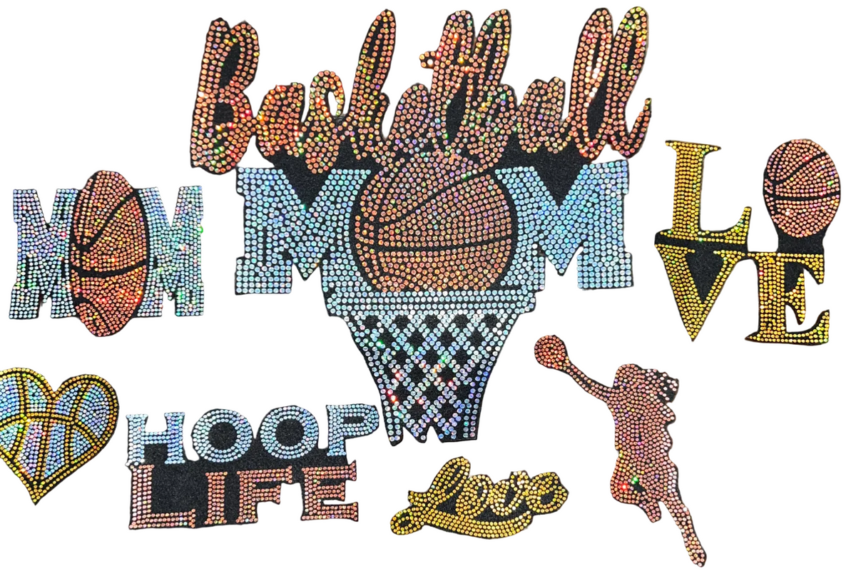 Basketball Mom, 7 Count - Iron-on Spangle Bling Patch