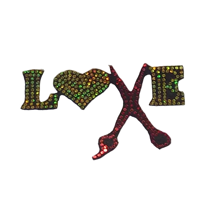 Love Scissors - Iron-on Spangle Bling Patch