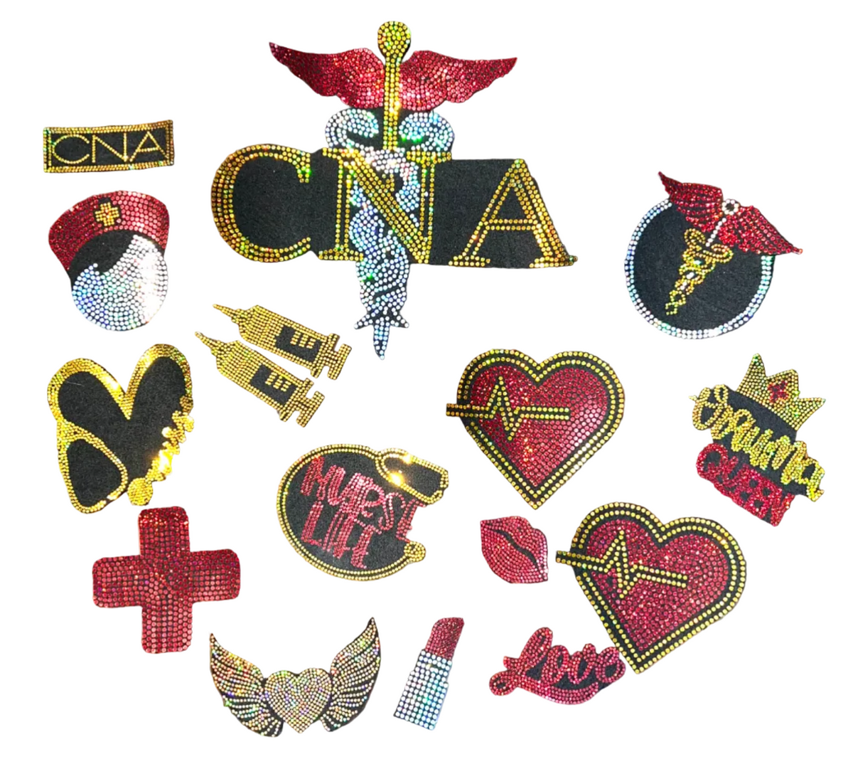 CNA Nurse, 16 Count - Iron-on Spangle Bling Patch