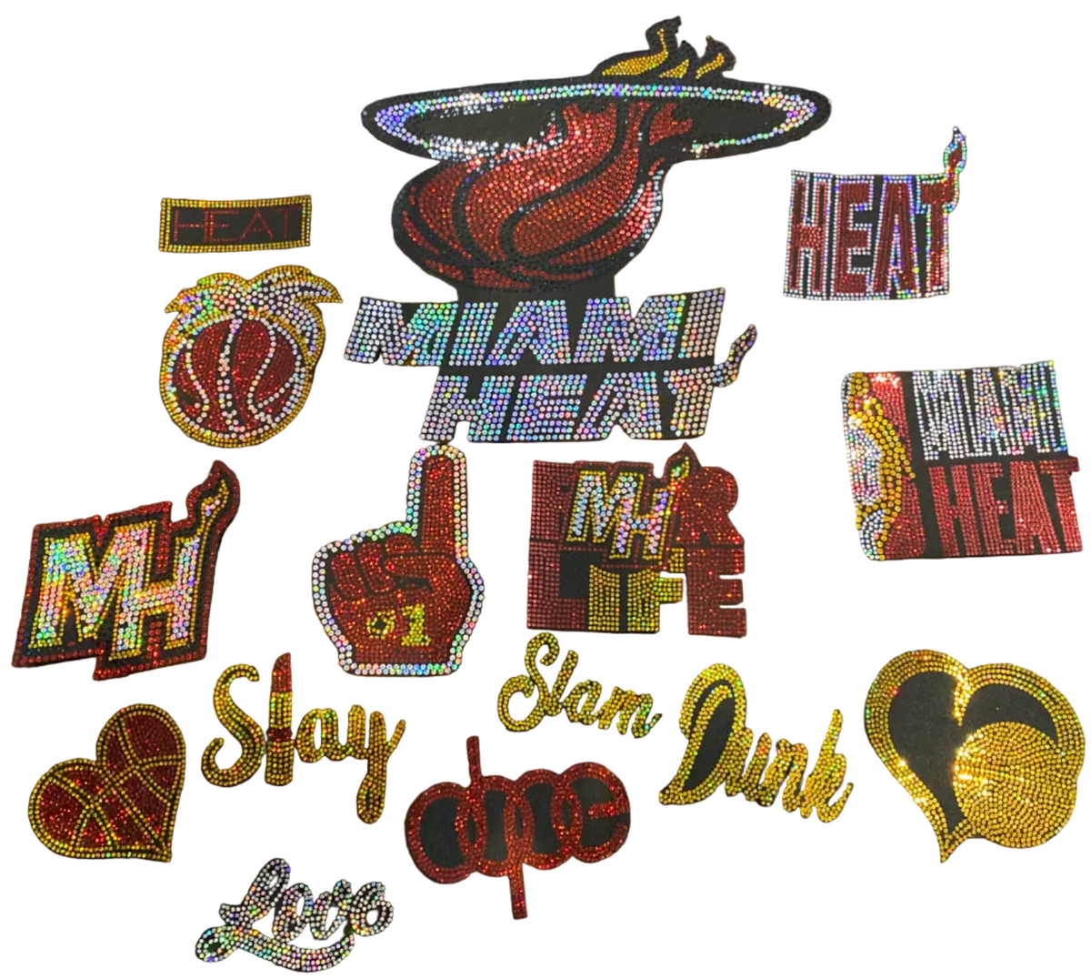 Miami Heat, 15 Count - Iron-on Spangle Bling Patch
