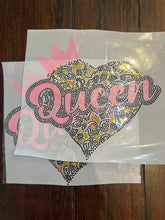 Load image into Gallery viewer, QUEEN LEOPARD HEART CANVAS 11 X 11 BLING TRANSFERS