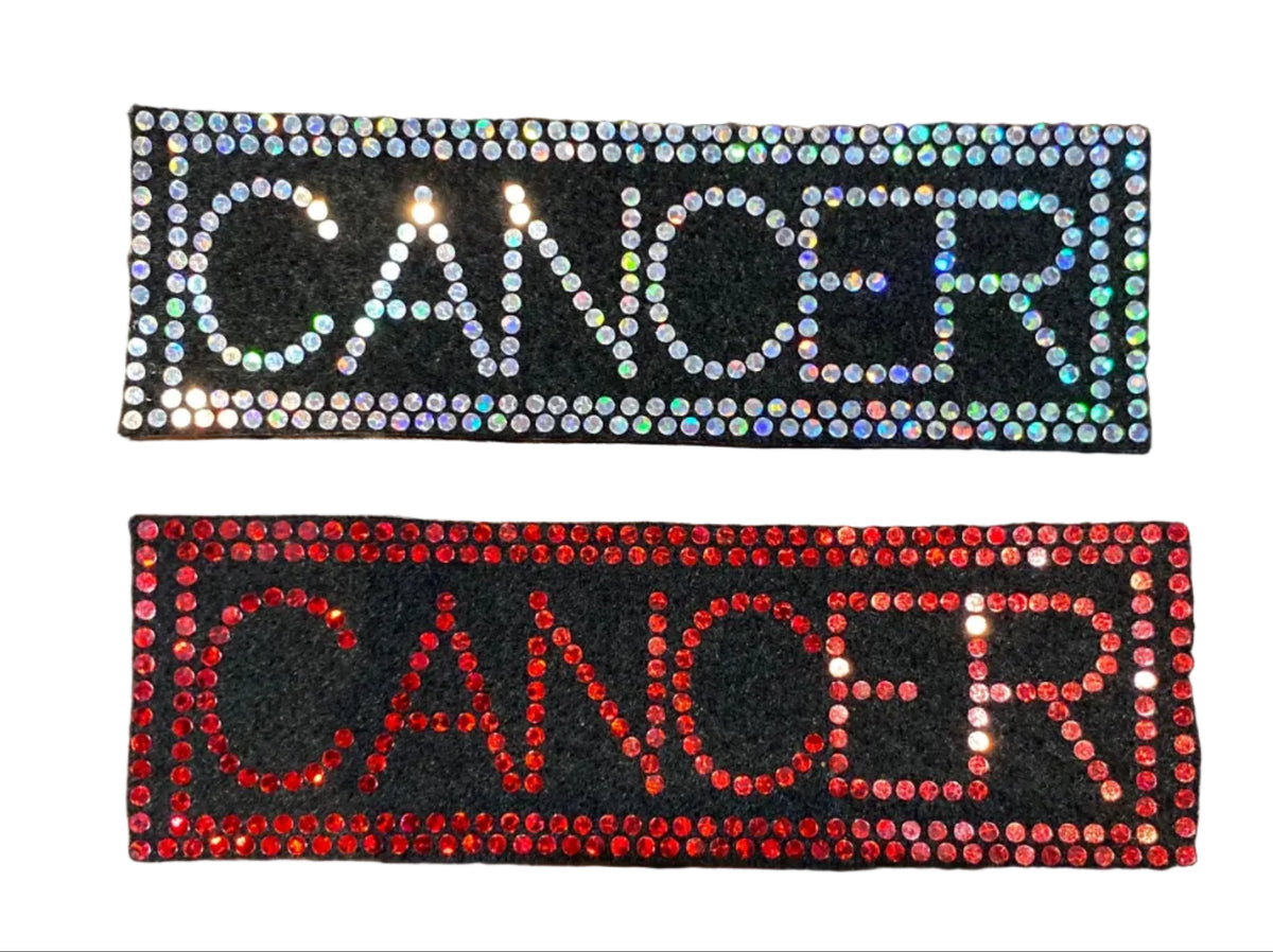 Cancer Tag - Iron-on Spangle Bling Patch