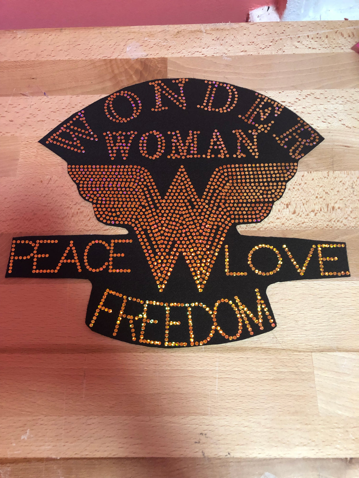 WONDER WOMAN PEACE LOVE FREEDOM BLING PATCH
