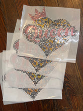 Load image into Gallery viewer, QUEEN LEOPARD HEART CANVAS 11 X 11 BLING TRANSFERS