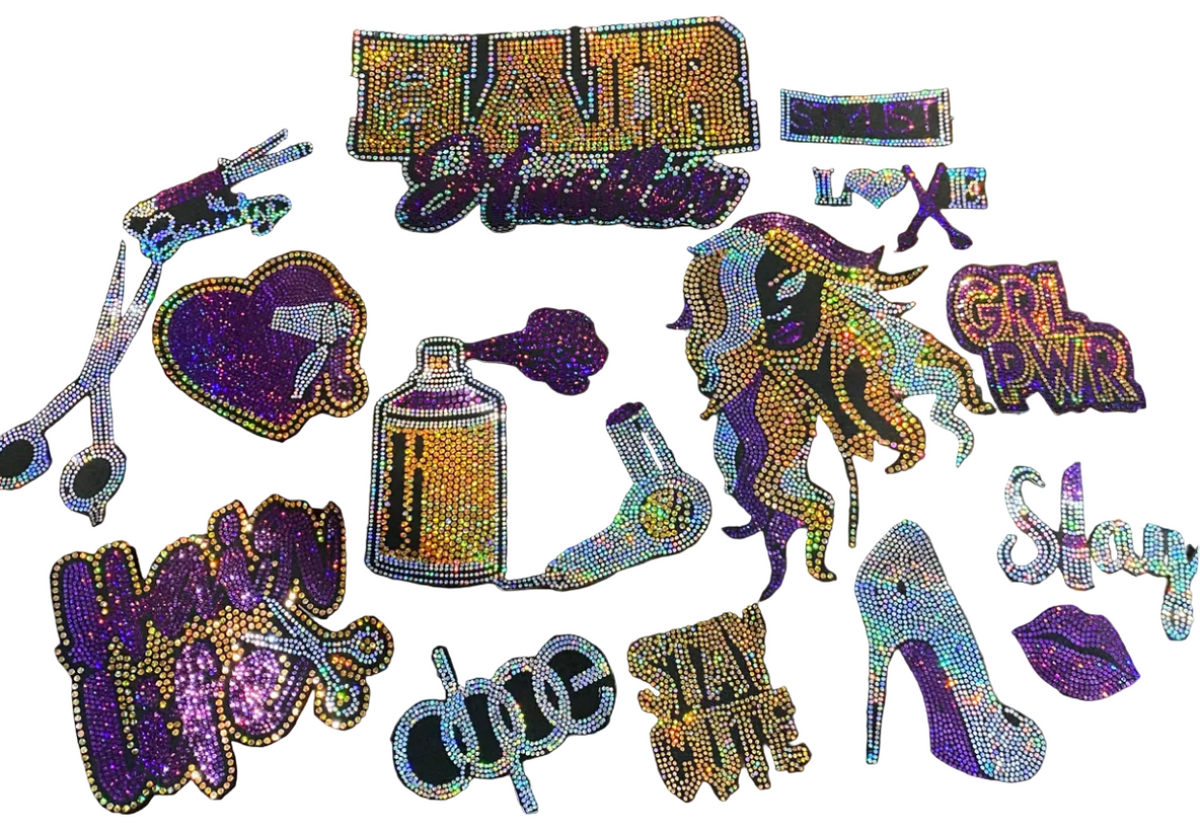 Hair Hustler, 15 Count - Iron-on Spangle Bling Patch