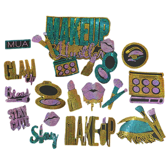 Makeup Hustler, 15 Count - Iron-on Spangle Bling Patch