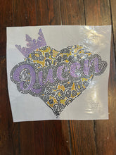 Load image into Gallery viewer, QUEEN LEOPARD HEART CANVAS 11 X 11 BLING TRANSFERS