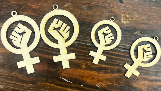 GIRL POWER EARRINGS (WOODEN)