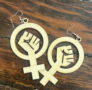 GIRL POWER EARRINGS (WOODEN)
