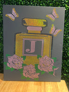 MISS ROSE   2 PERFUME BOTTLE CANVAS 16 X 20 BLING TRANSFERS