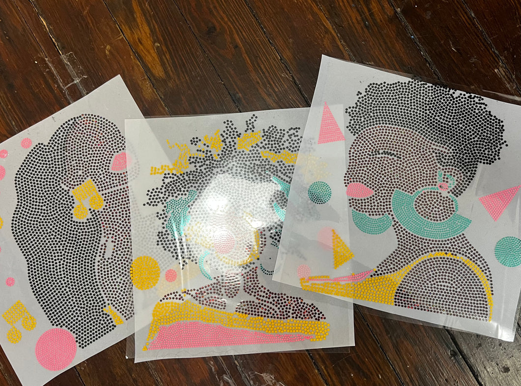 QUEENING 5 CANVAS SET 11 X 11 BLING TRANSFER