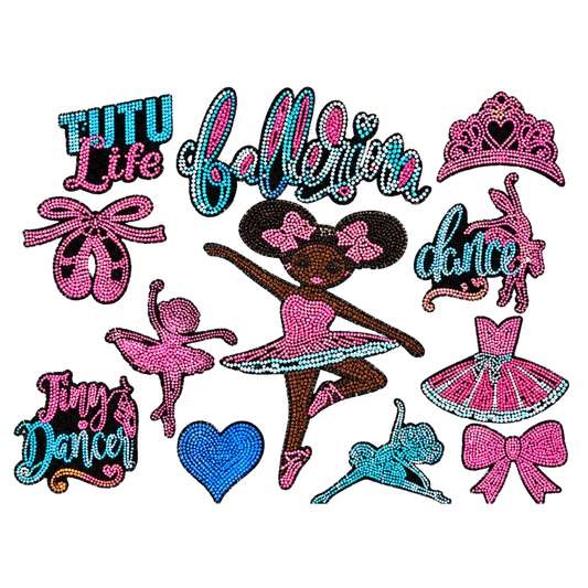Keena Ballerina, 12 Count - Iron-On Spangle Bling Patch