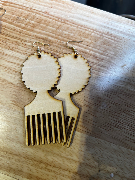 Afropick EARRINGS (WOODEN)