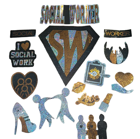 Social Worker, 15 Count - Iron-on Spangle Bling Patch