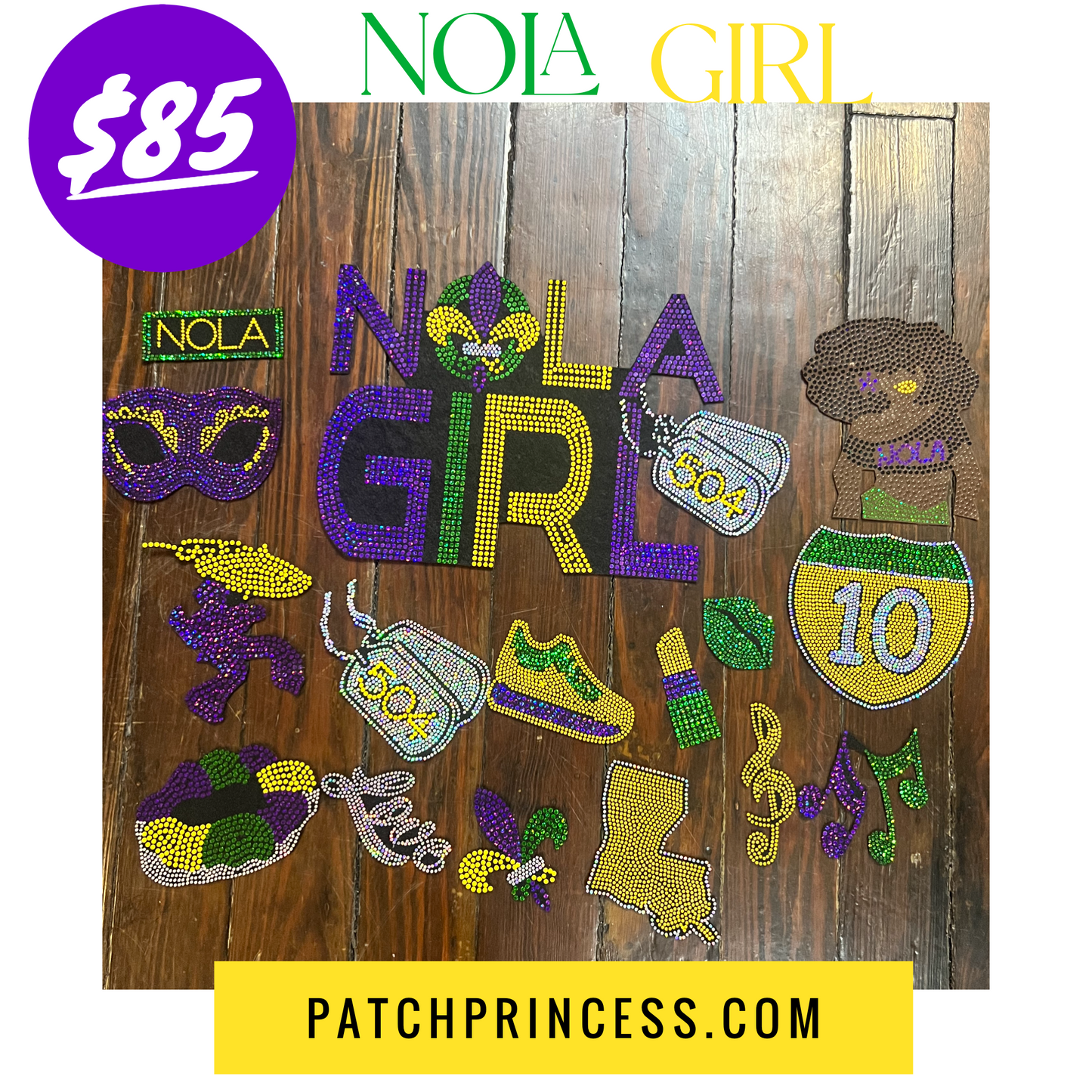 MARDI GRAS NOLA GIRL 15 Patch Jacket Bag