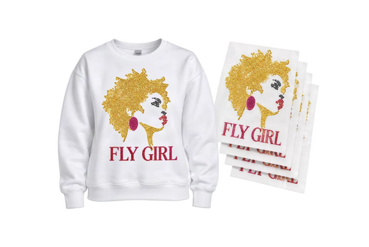 Fly Girl - Iron-on Spangle Bling Transfer