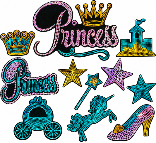 Princess, 12 Count - Iron-Spangle Bling Patch