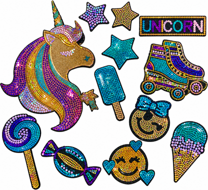 Unicorn, 12 Count - Iron-On Spangle Bling Patch