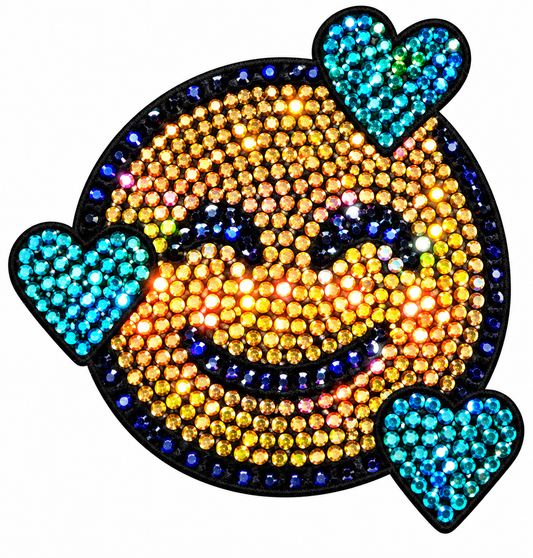 Emoji Heart Face - Iron-On Spangle Bling Patch