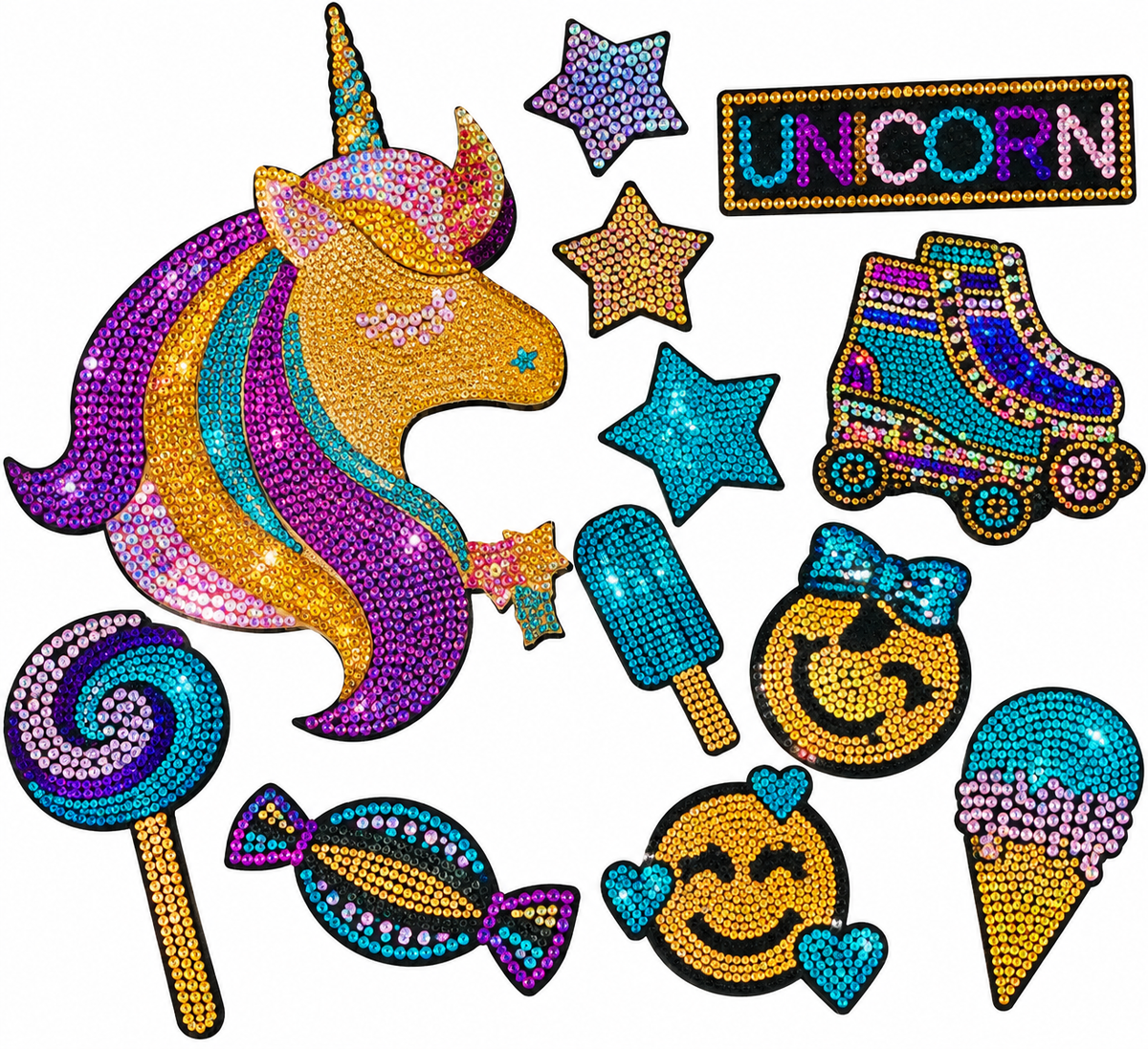 Unicorn, 12 Count - Iron-On Spangle Bling Patch