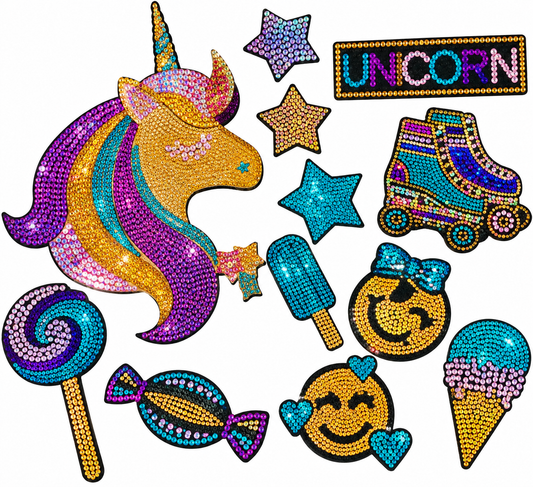 Unicorn, 12 Count - Iron-On Spangle Bling Patch