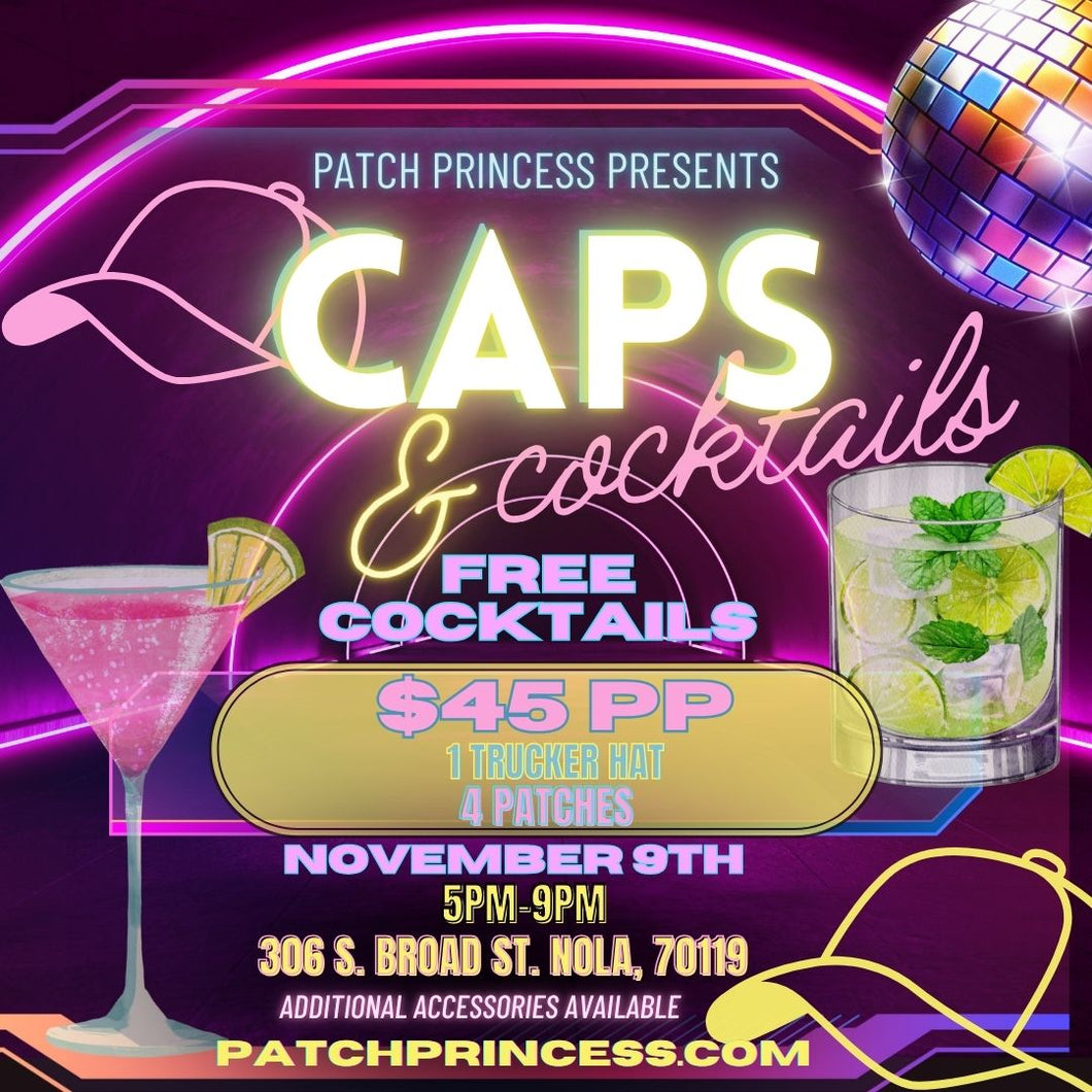 CAPS AND COCKTAILS TRUCKER HAT DESIGN