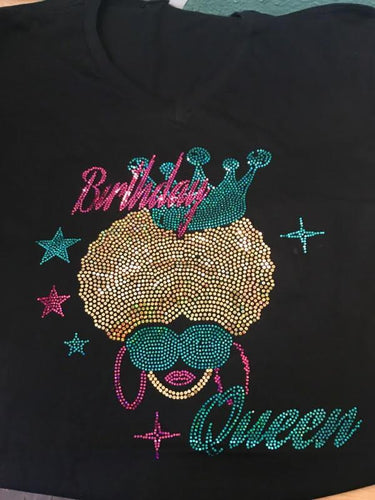 BIRTHDAY QUEEN AFRO BLING TRANSFERS