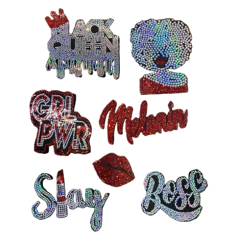 Black Queen, 7 Count - Iron-on Spangle Bling Patch