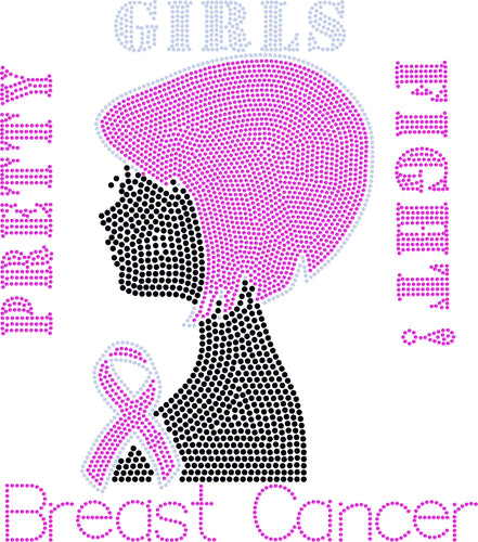 BREAST CANCER WOMAN BOB BLING TRANSFERS