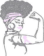 BREAST CANCER Strong Afro Woman BLING TRANSFERS