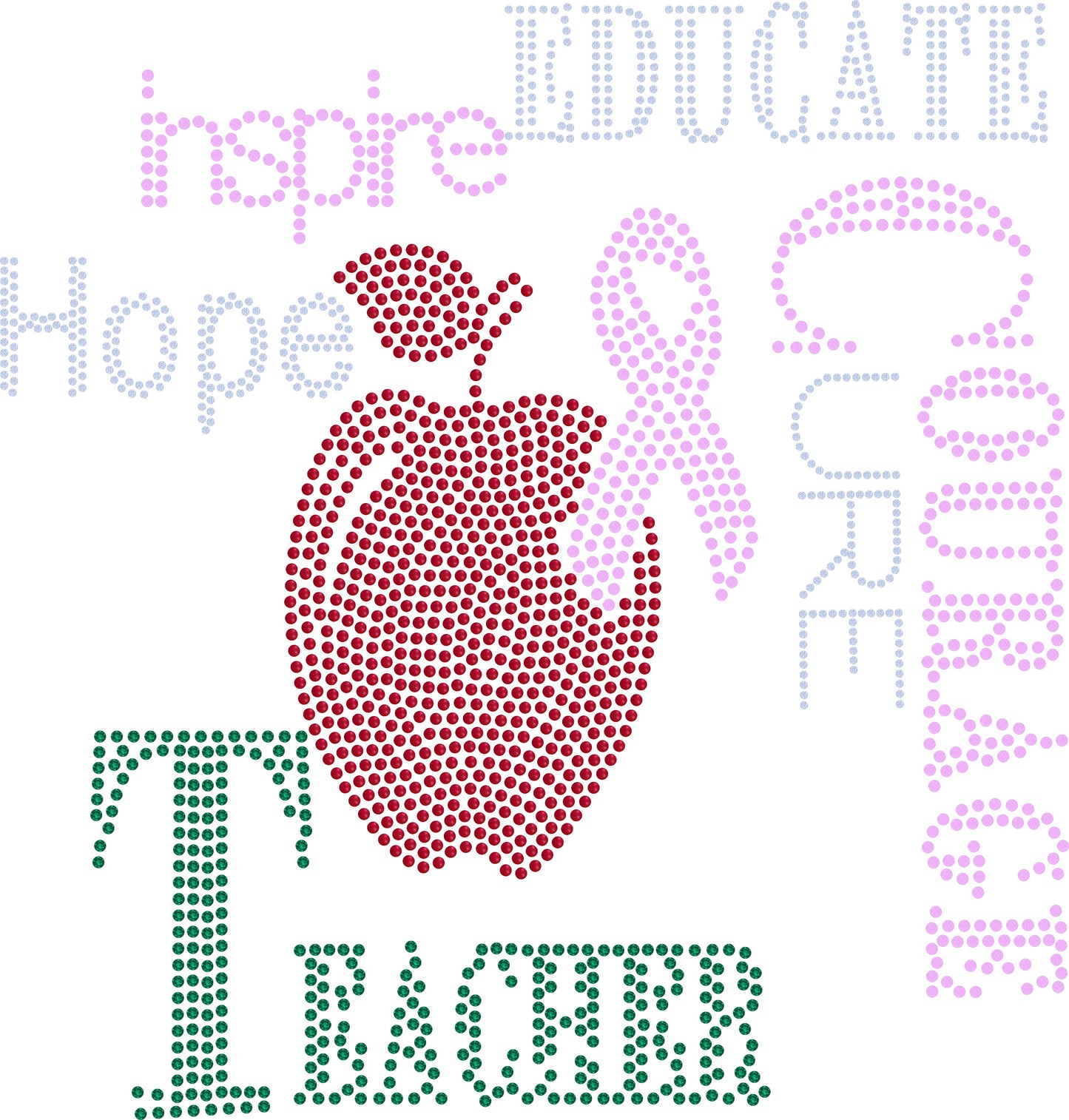 BREAST CANCER TEACHER BLING TRANSFERS