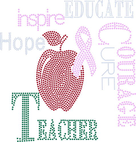 BREAST CANCER TEACHER BLING TRANSFERS