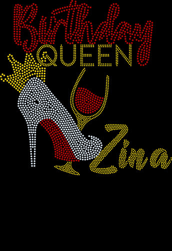 BIRTHDAY QUEEN (NAME) BLING TRANSFERS