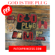 Load image into Gallery viewer, GOD IS THE PLUG JACKET BAG 15 PATCH SET