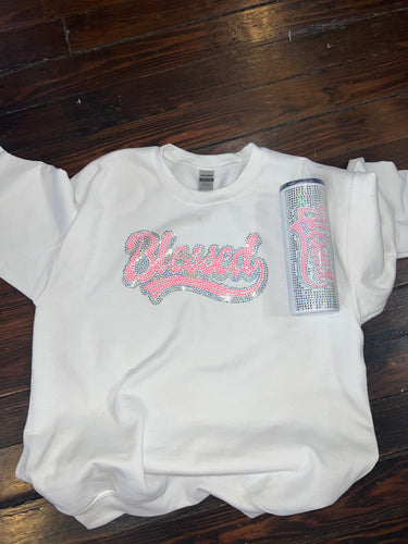 BLESSED TSHIRT & TUMBLER BLING TRANSFERS SET
