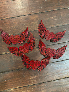 HEART WITH WINGS 5 PATCH SET BLING PATCH