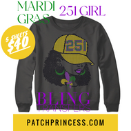 MARDI GRAS 251 GIRL BLING TRANSFERS