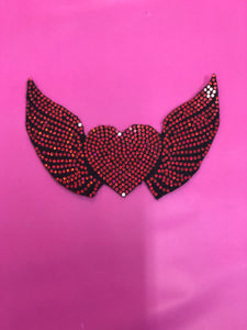 HEART WITH WINGS BLING PATCH