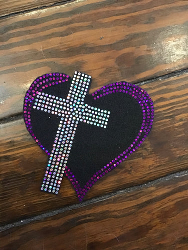 HEART CROSS  BLING PATCH