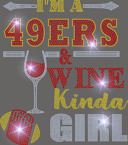 49ERS & WINE KINDA GIRL BLING TRANSFERS